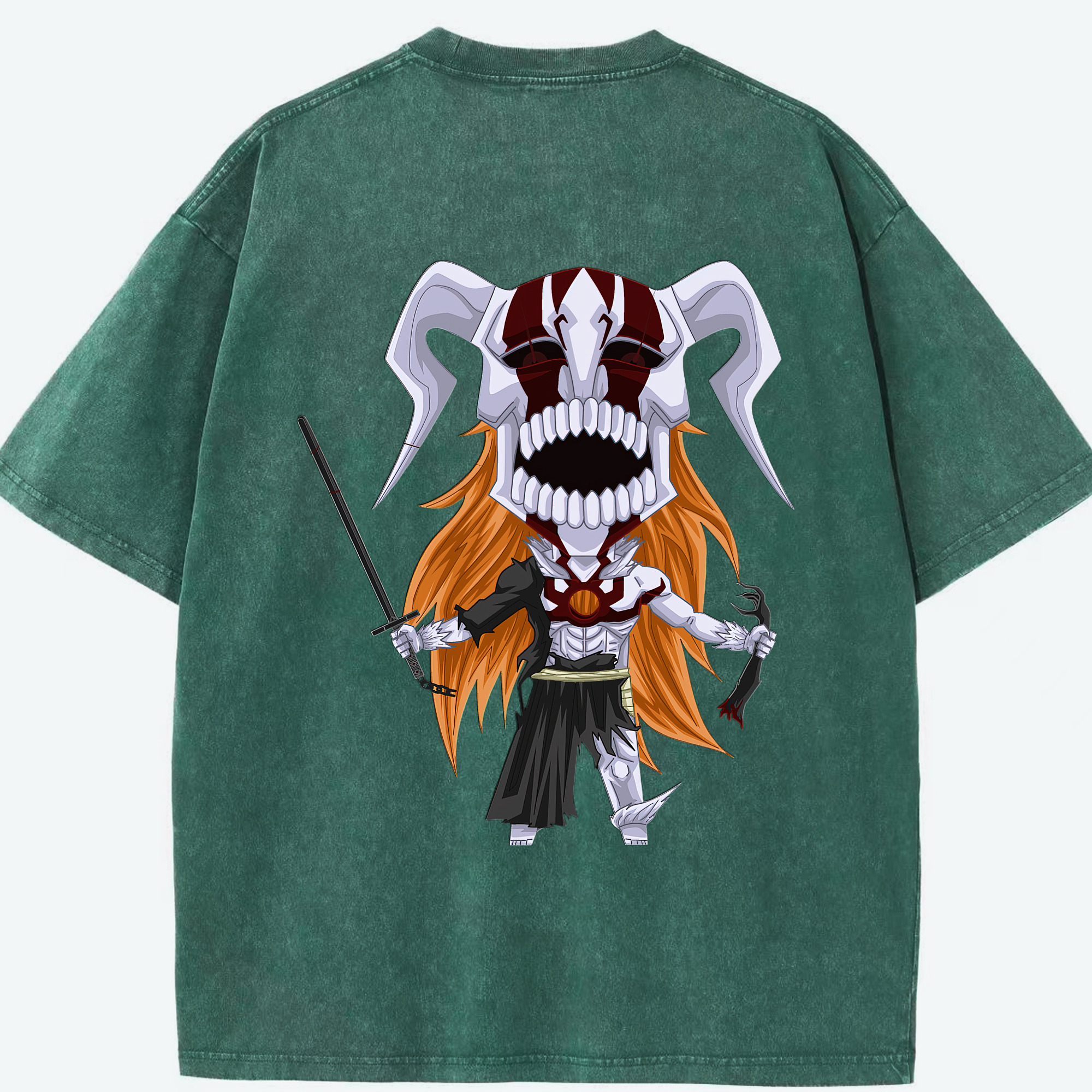 （画像用） ブリーチ 黒崎一護（くろさき いちご）BLEACH Kurosaki Ichigo 綿100% ヴィンテージ風 半袖Tシャツ（背面プリント）